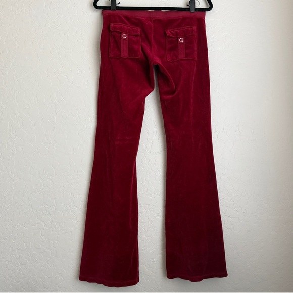 Juicy Couture Women's Heritage Cotton Velour Wide Leg Track Pants Red Small - Picture 4 of 13